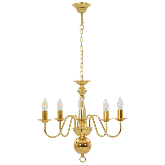 281617 vidaXL Chandelier Golden 5 x E14 Bulbs