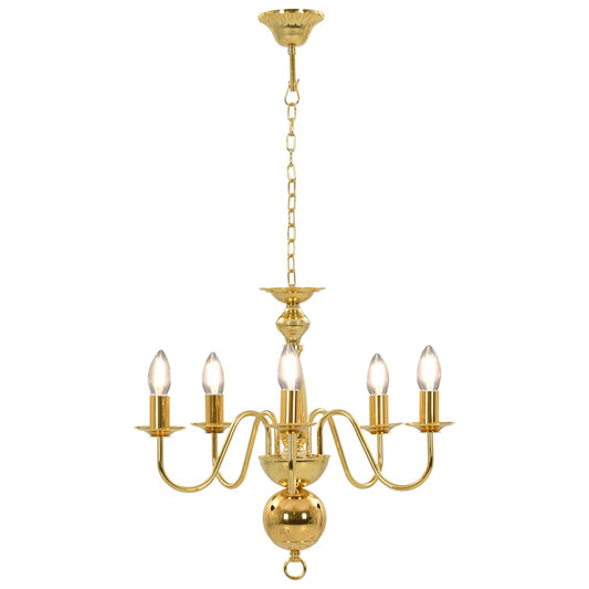 281617 vidaXL Chandelier Golden 5 x E14 Bulbs