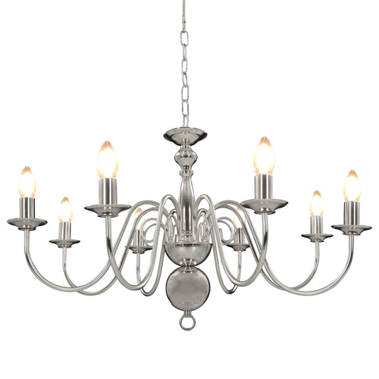 281618 vidaXL Chandelier Silver 8 x E14 Bulbs