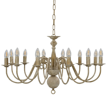 vidaXL Chandelier Antique White 12 x E14 Bulbs