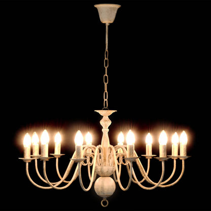 vidaXL Chandelier Antique White 12 x E14 Bulbs