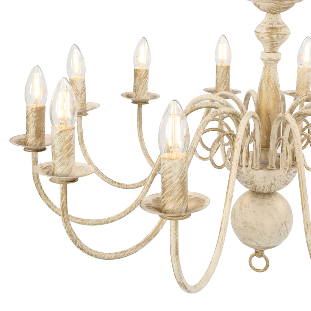 vidaXL Chandelier Antique White 12 x E14 Bulbs