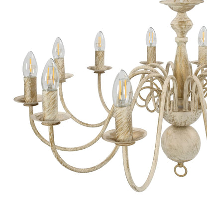 vidaXL Chandelier Antique White 12 x E14 Bulbs