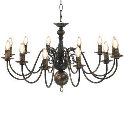 vidaXL Chandelier Antique Black 12 x E14 Bulbs