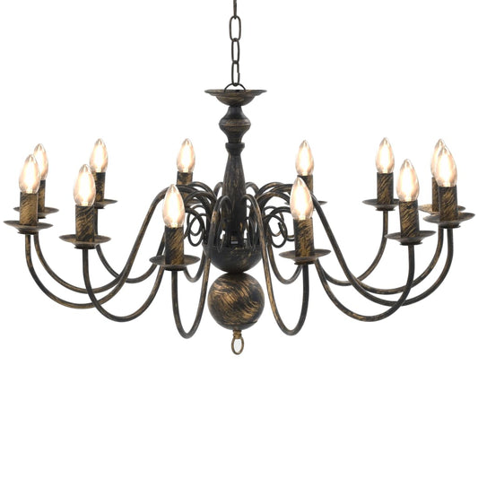 vidaXL Chandelier Antique Black 12 x E14 Bulbs