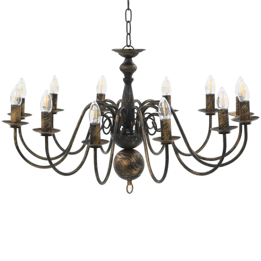 vidaXL Chandelier Antique Black 12 x E14 Bulbs
