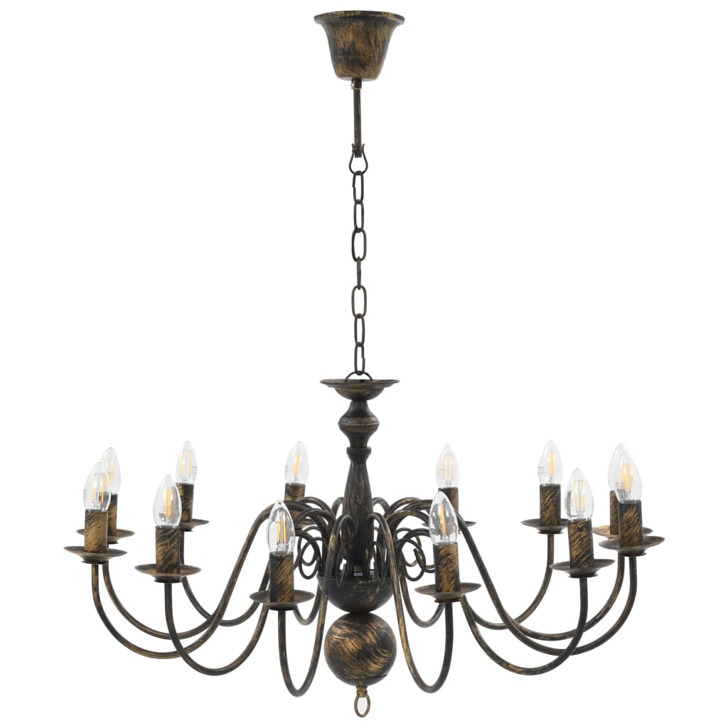 vidaXL Chandelier Antique Black 12 x E14 Bulbs