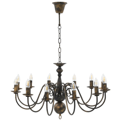 vidaXL Chandelier Antique Black 12 x E14 Bulbs