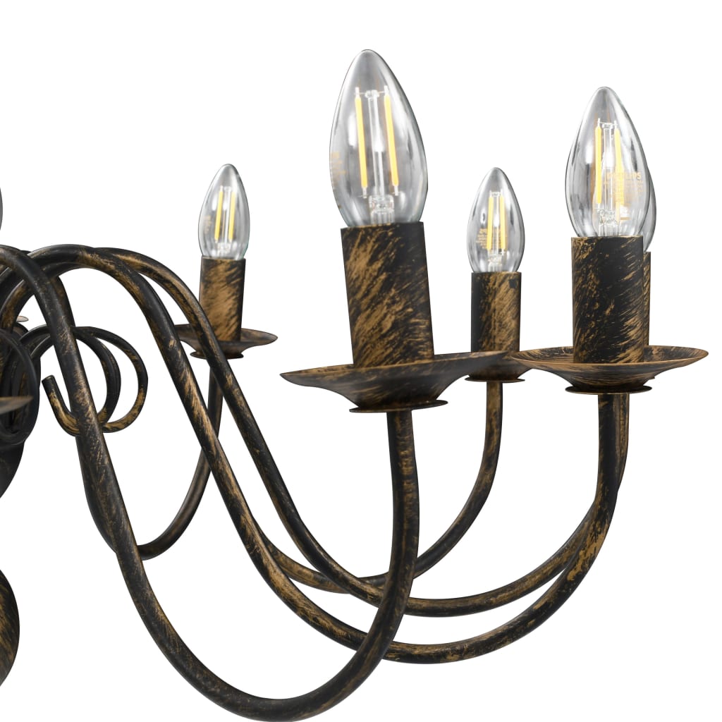 vidaXL Chandelier Antique Black 12 x E14 Bulbs