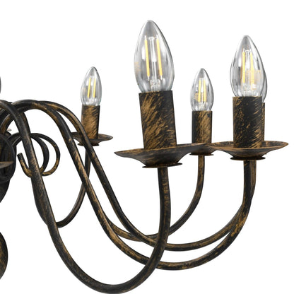 vidaXL Chandelier Antique Black 12 x E14 Bulbs