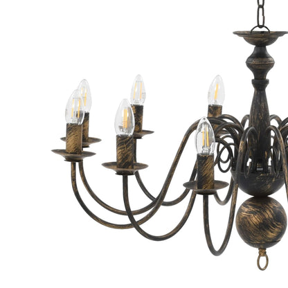 vidaXL Chandelier Antique Black 12 x E14 Bulbs