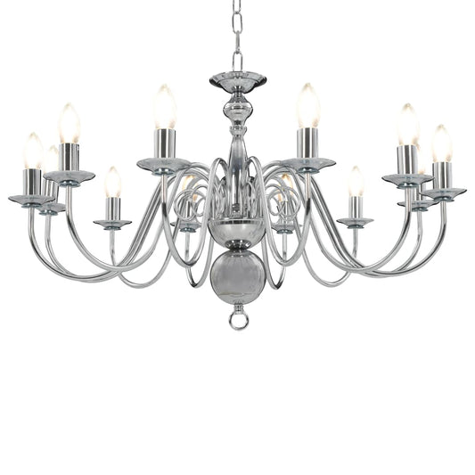 vidaXL Chandelier Silver 12 x E14 Bulbs