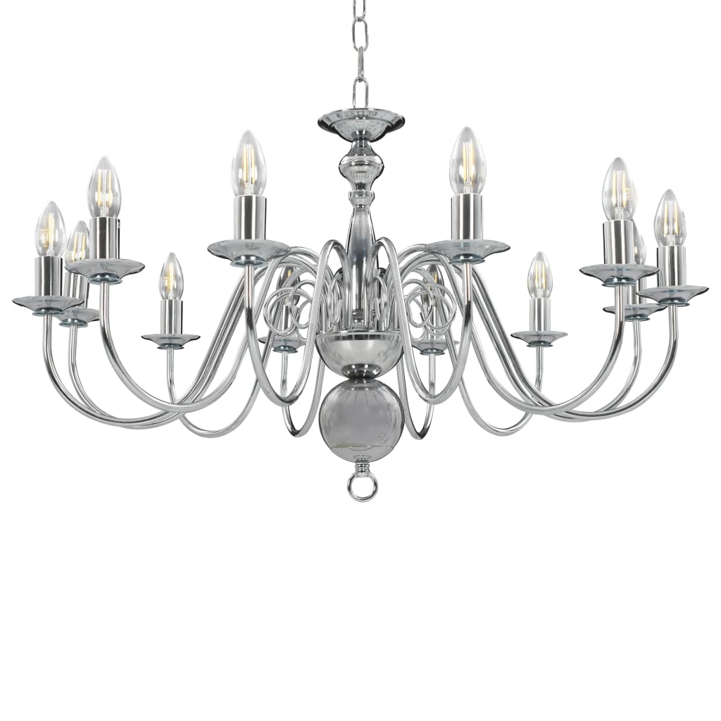 vidaXL Chandelier Silver 12 x E14 Bulbs