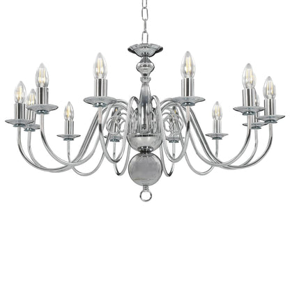 vidaXL Chandelier Silver 12 x E14 Bulbs