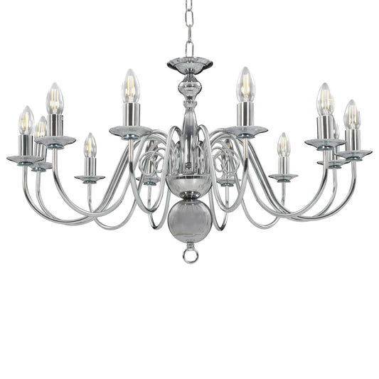vidaXL Chandelier Silver 12 x E14 Bulbs