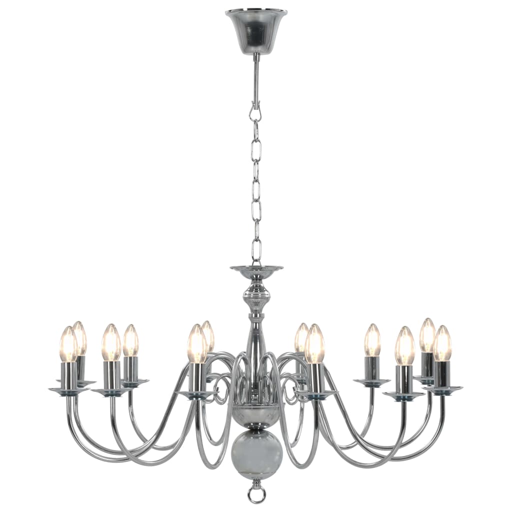 vidaXL Chandelier Silver 12 x E14 Bulbs
