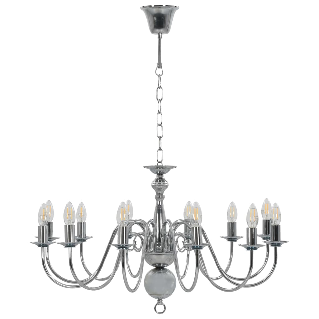 vidaXL Chandelier Silver 12 x E14 Bulbs
