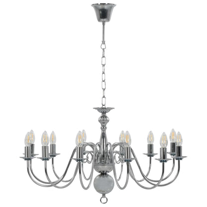 vidaXL Chandelier Silver 12 x E14 Bulbs