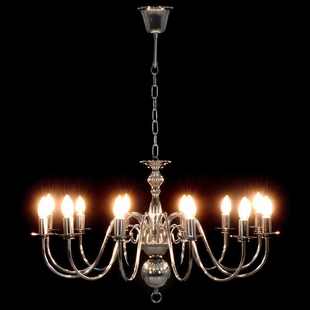 vidaXL Chandelier Silver 12 x E14 Bulbs
