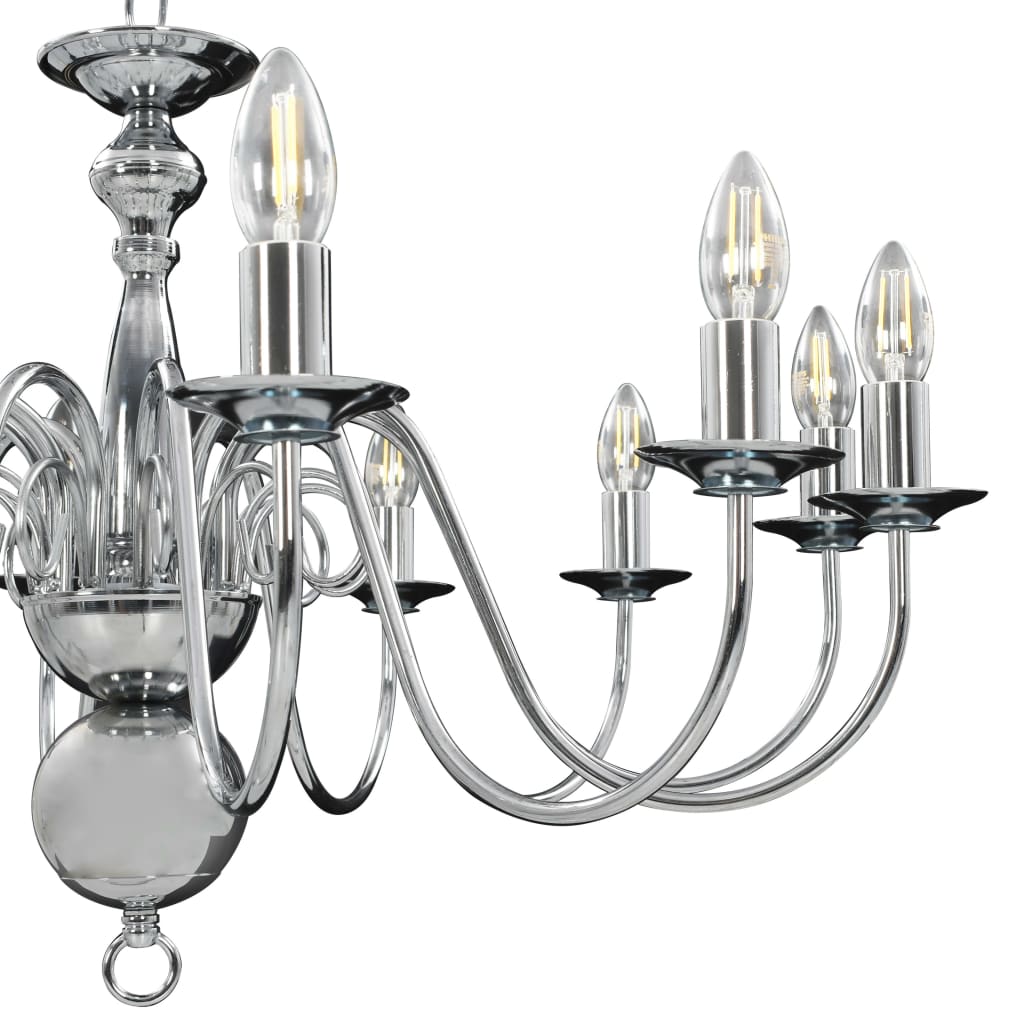 vidaXL Chandelier Silver 12 x E14 Bulbs