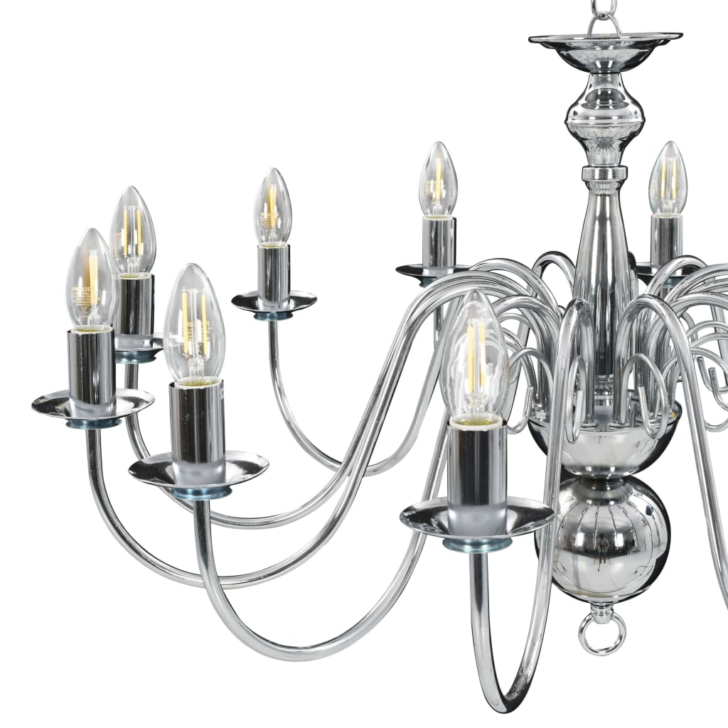 vidaXL Chandelier Silver 12 x E14 Bulbs