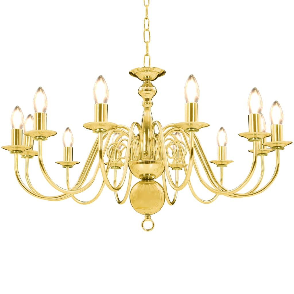 vidaXL Chandelier Golden 12 x E14 Bulbs