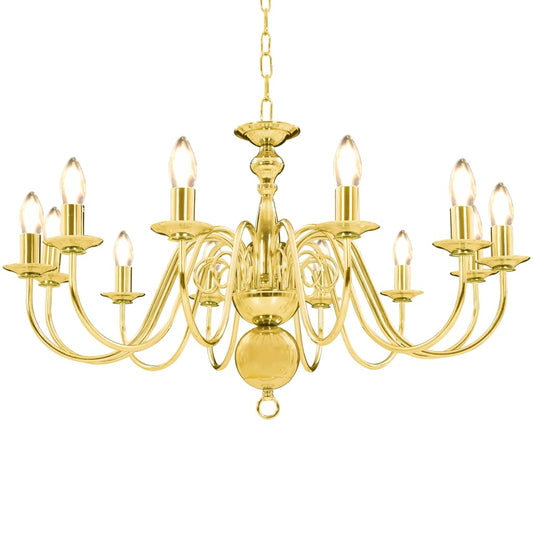 vidaXL Chandelier Golden 12 x E14 Bulbs