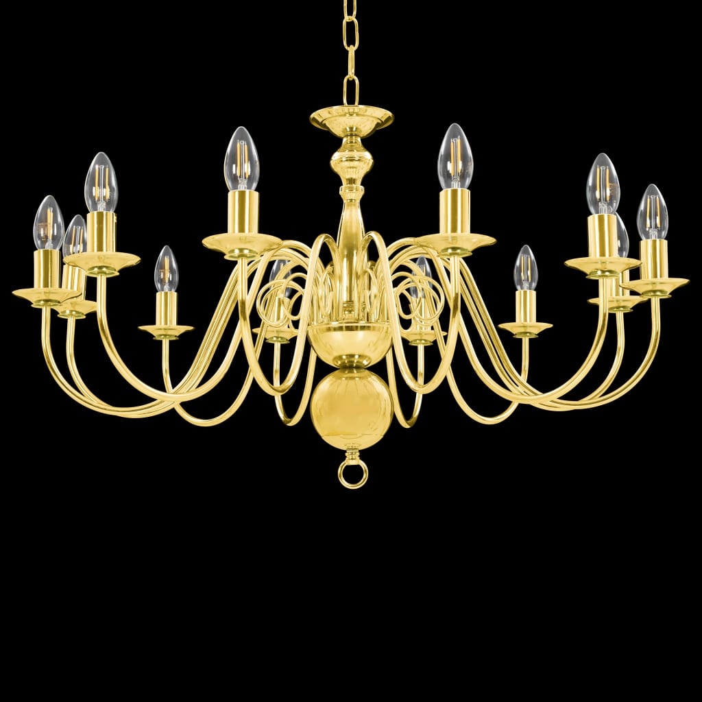 vidaXL Chandelier Golden 12 x E14 Bulbs