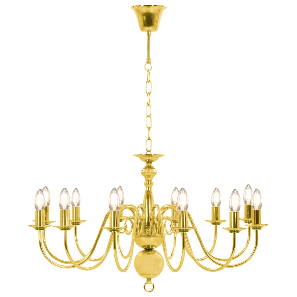 vidaXL Chandelier Golden 12 x E14 Bulbs