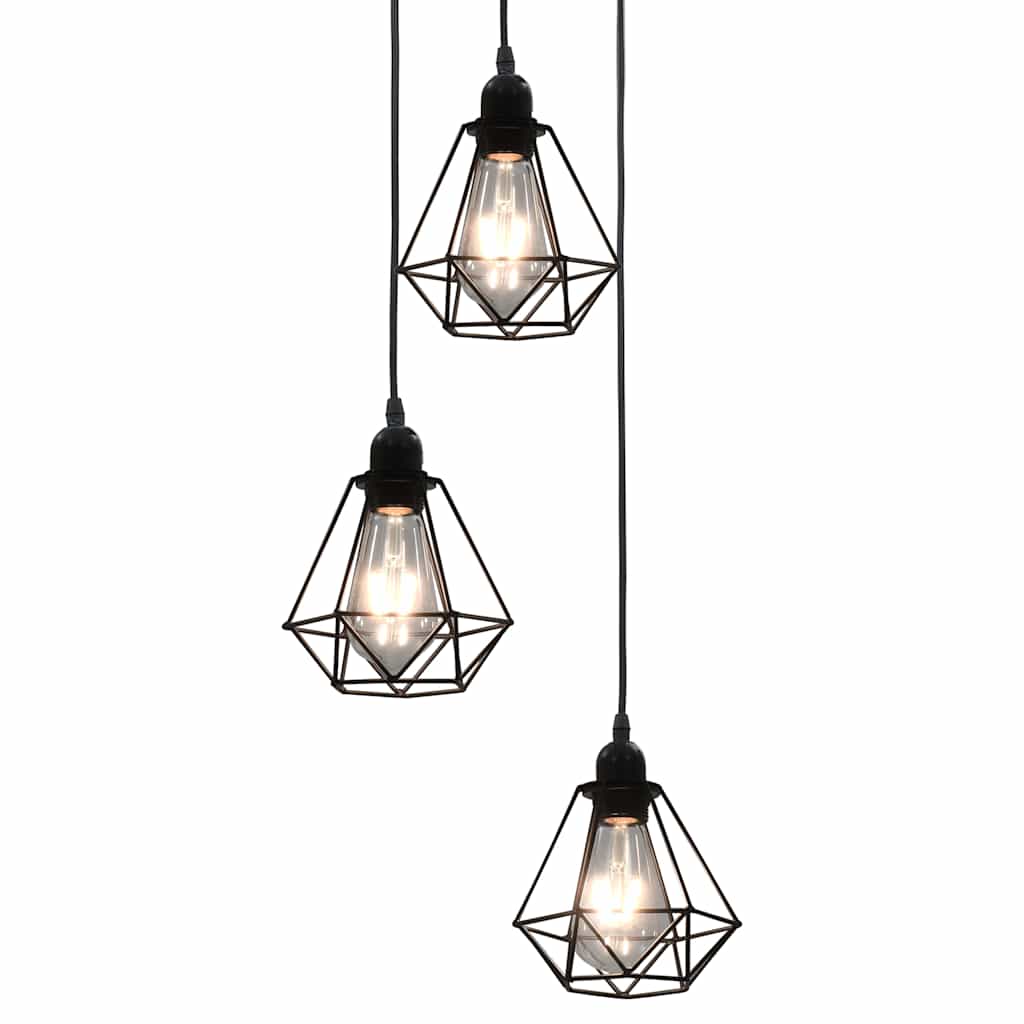 281634 vidaXL Ceiling Lamp with Diamond Design Black 3 x E27 Bulbs
