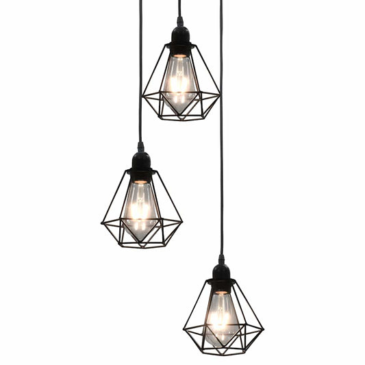 281634 vidaXL Ceiling Lamp with Diamond Design Black 3 x E27 Bulbs