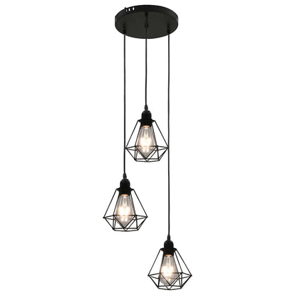 281634 vidaXL Ceiling Lamp with Diamond Design Black 3 x E27 Bulbs