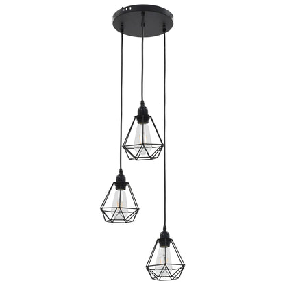 281634 vidaXL Ceiling Lamp with Diamond Design Black 3 x E27 Bulbs