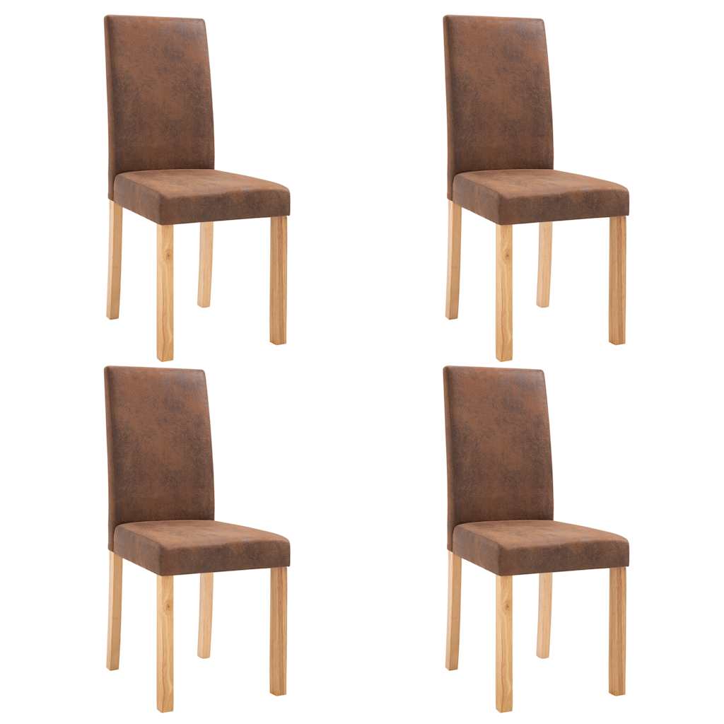vidaXL Dining Chairs 4 pcs Brown Faux Suede Leather