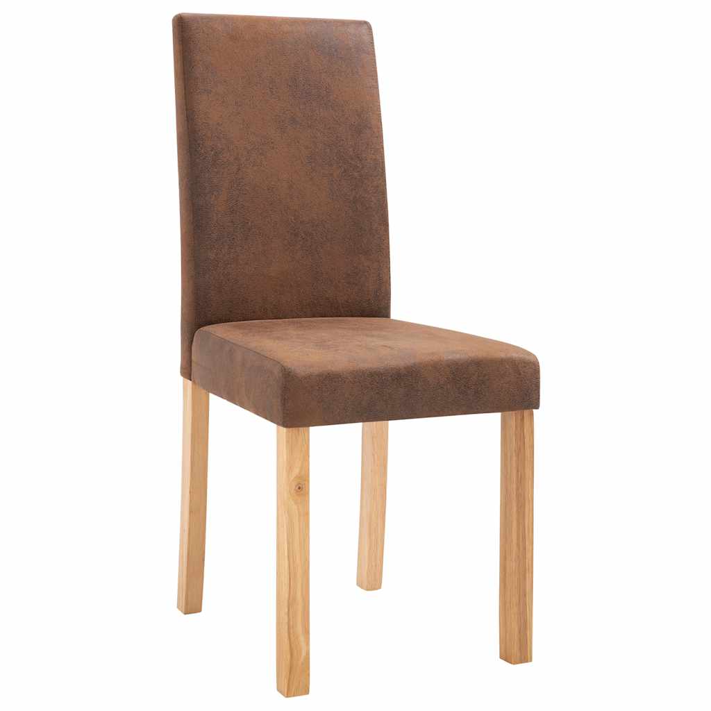 vidaXL Dining Chairs 4 pcs Brown Faux Suede Leather