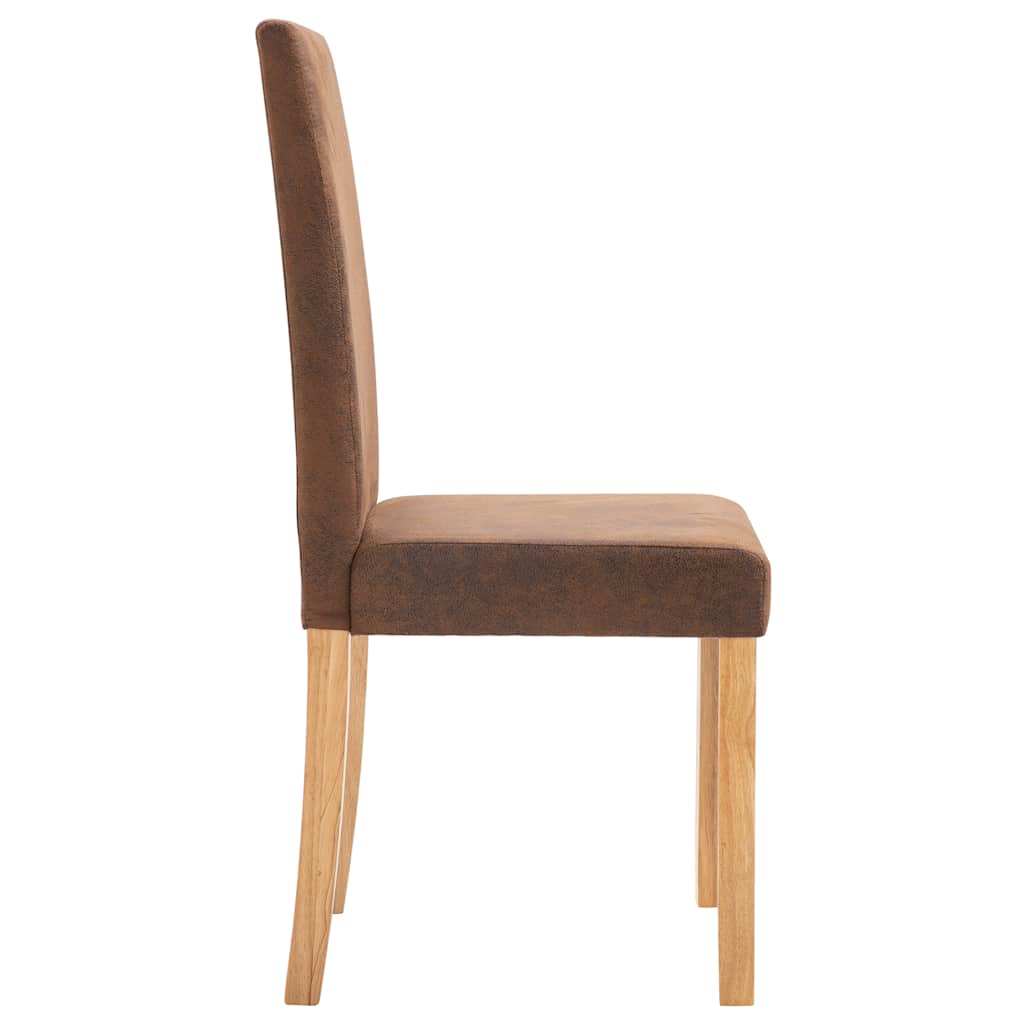 vidaXL Dining Chairs 4 pcs Brown Faux Suede Leather
