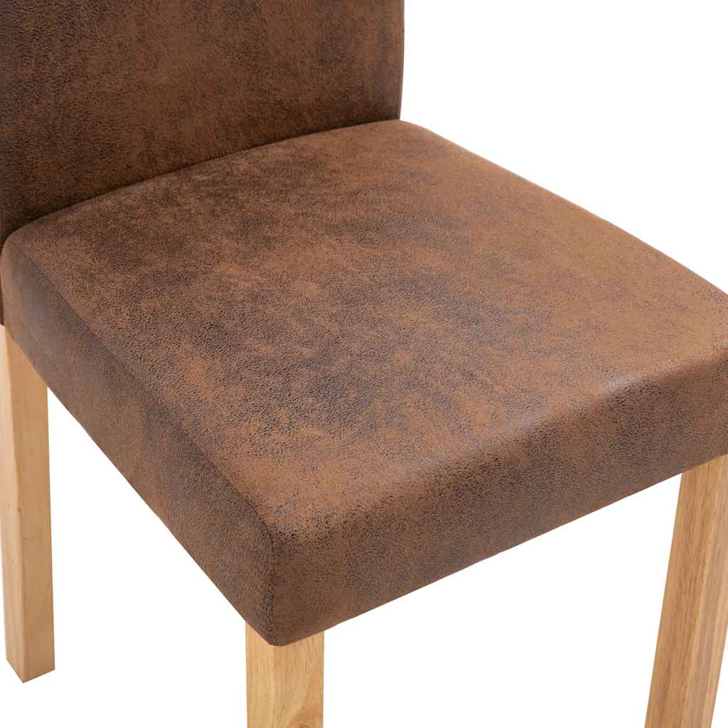 vidaXL Dining Chairs 4 pcs Brown Faux Suede Leather