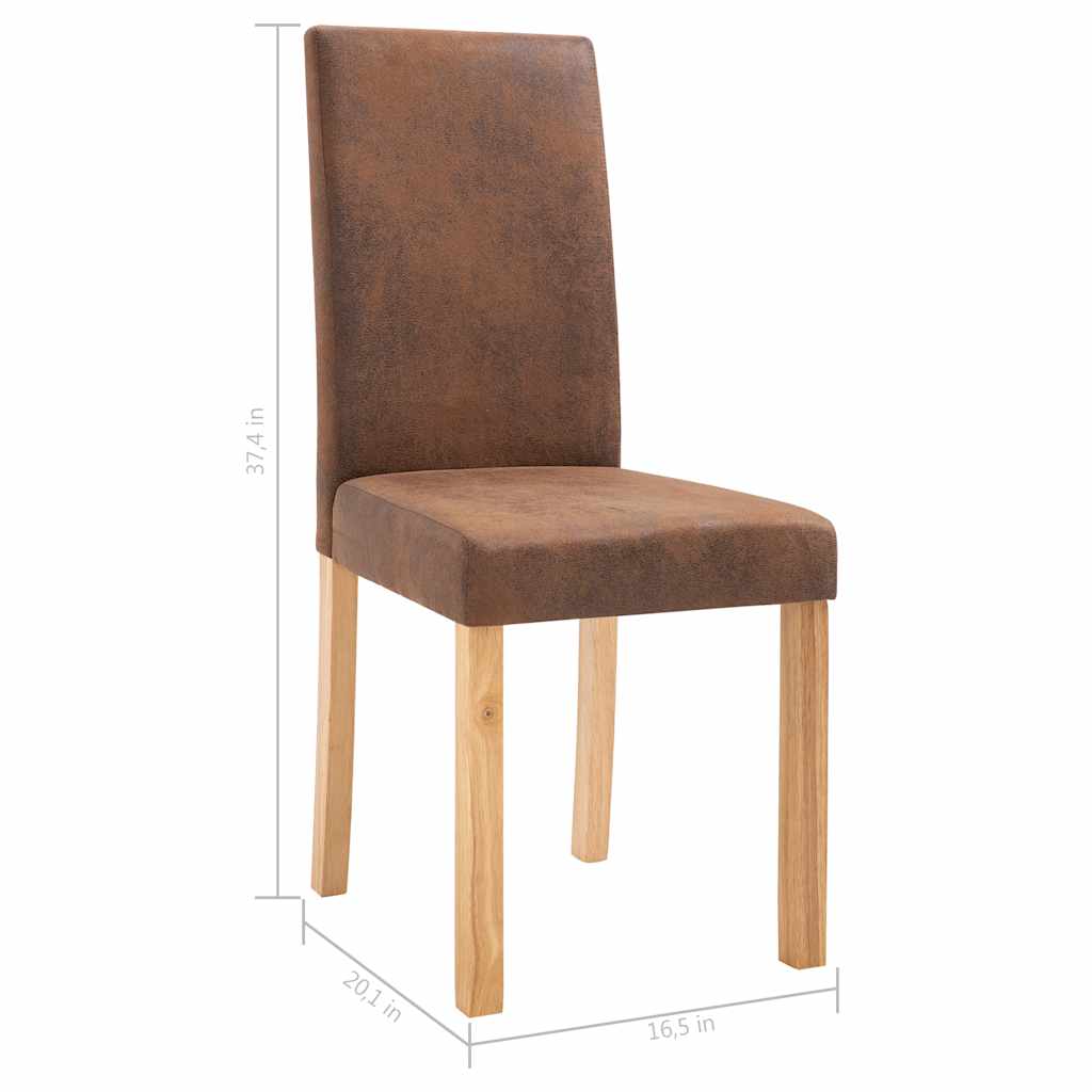 vidaXL Dining Chairs 4 pcs Brown Faux Suede Leather