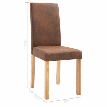 vidaXL Dining Chairs 4 pcs Brown Faux Suede Leather