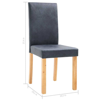 vidaXL Dining Chairs 4 pcs Gray Faux Suede Leather