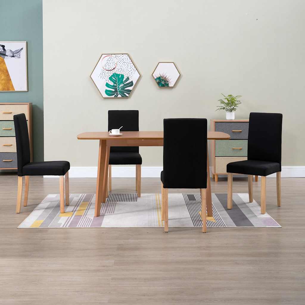 vidaXL Dining Chairs 4 pcs Black Fabric