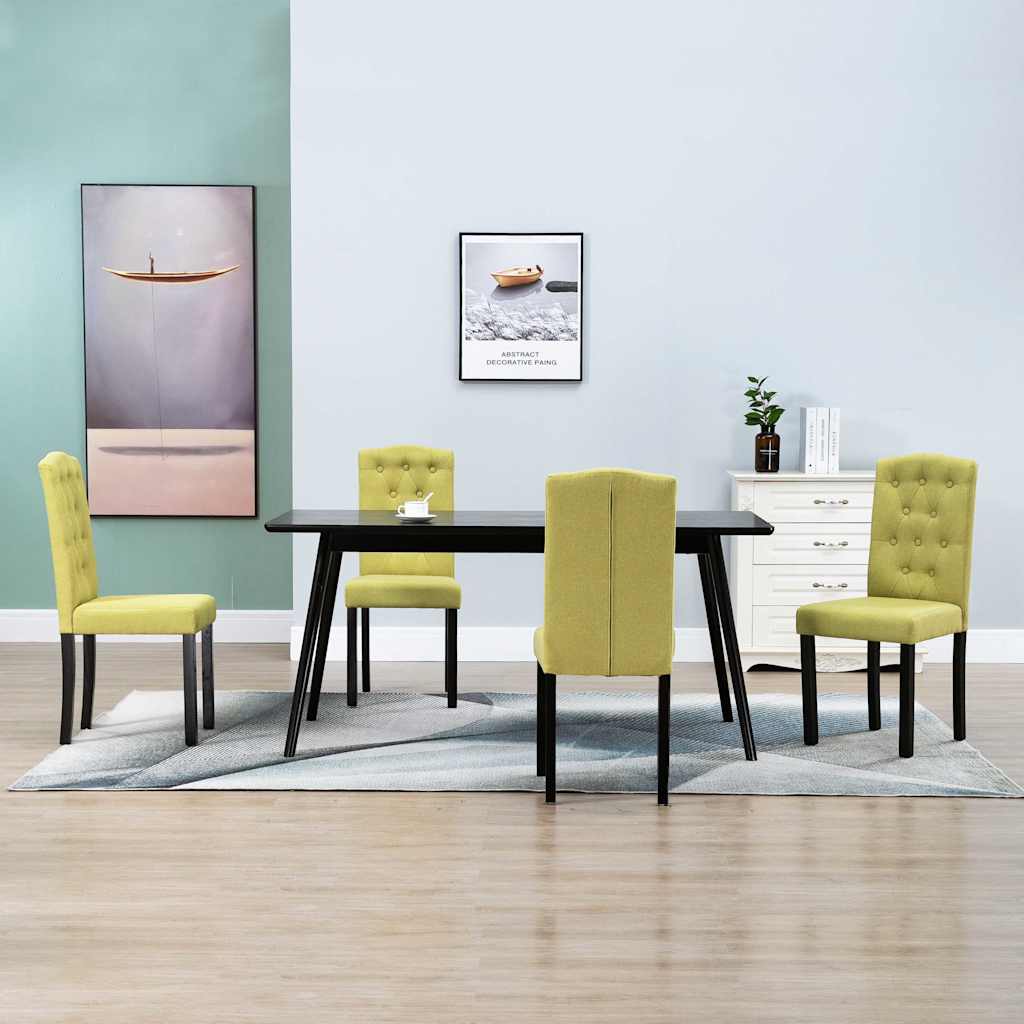 vidaXL Dining Chairs 4 pcs Green Fabric