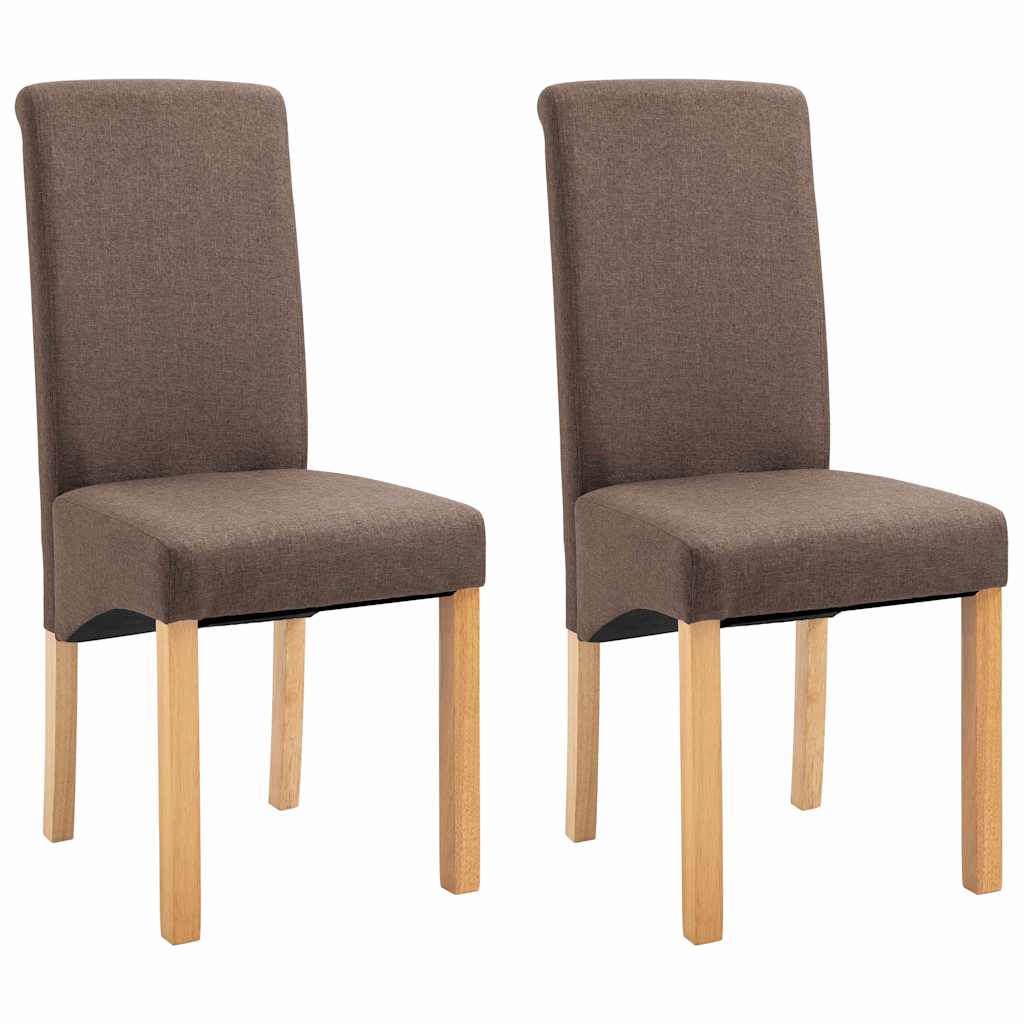 vidaXL Dining Chairs 2 pcs Brown Fabric