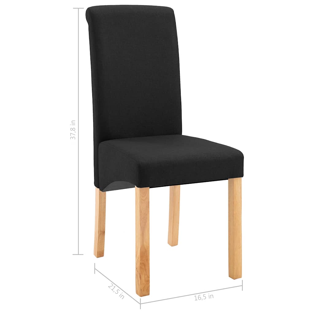 vidaXL Dining Chairs 2 pcs Black Fabric