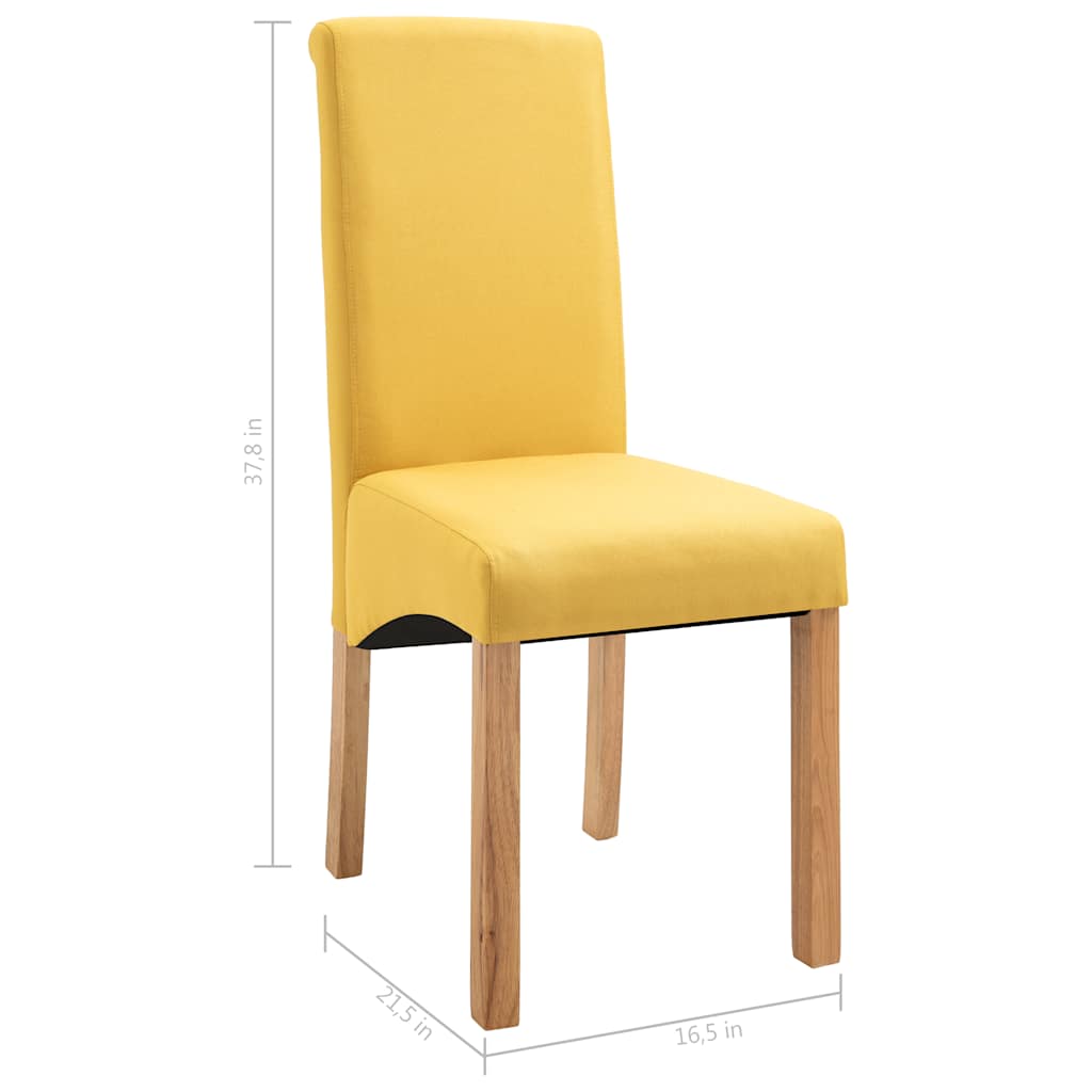 vidaXL Dining Chairs 4 pcs Yellow Fabric