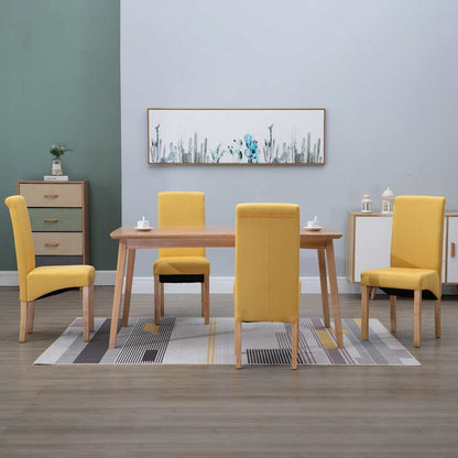 vidaXL Dining Chairs 4 pcs Yellow Fabric