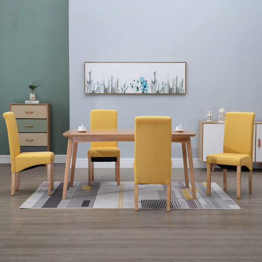 vidaXL Dining Chairs 4 pcs Yellow Fabric