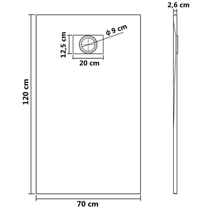 vidaXL Shower Base Tray SMC White 120x70 cm