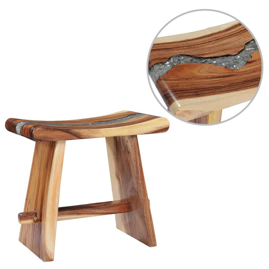 281647 vidaXL Stool Solid Suar Wood and Polyresin