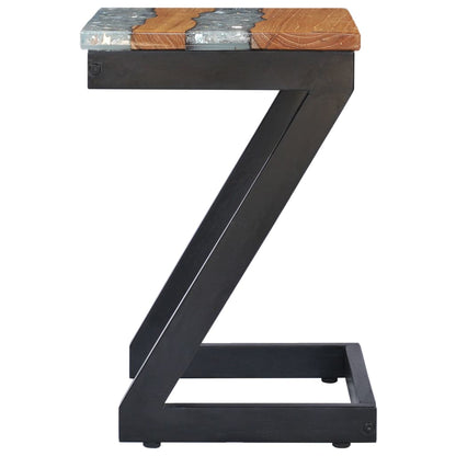 281649 vidaXL Coffee Table 30x30x50 cm Solid Teak Wood and Polyresin